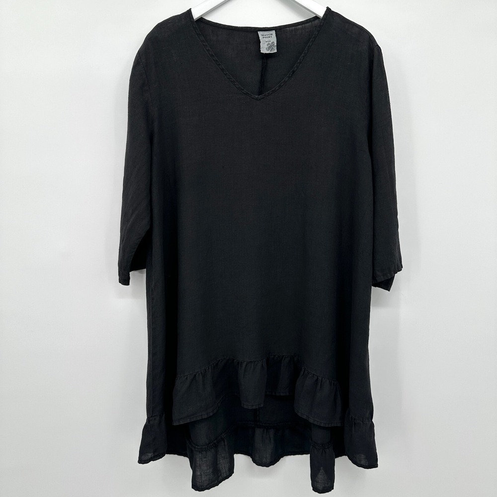Match Point Tunic Top Shirt Size Medium Linen Lagenlook Minimalist Whimsical‎